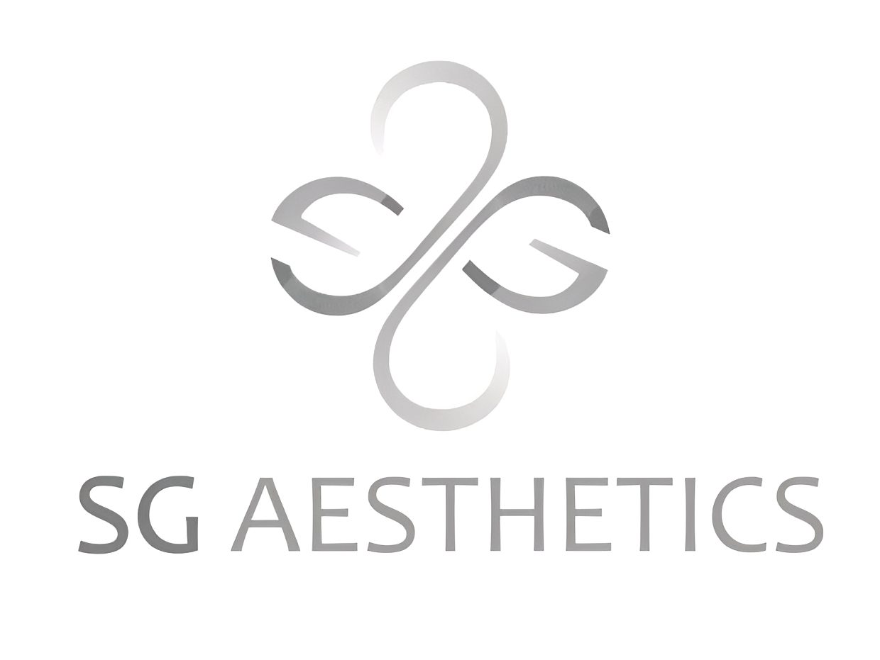 SG Aesthetics logo in gray design.