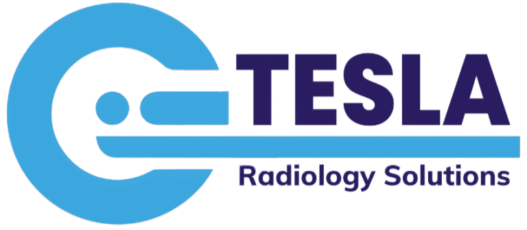 Tesla Radiology Solutions logo with blue design.